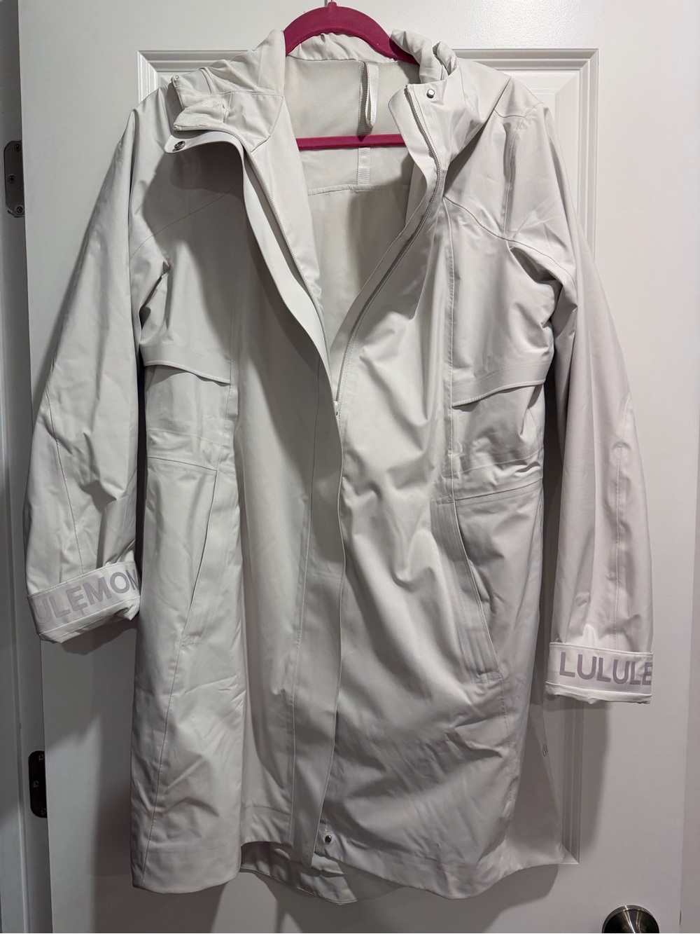 lululemon athletica White Hooded Trench Raincoat